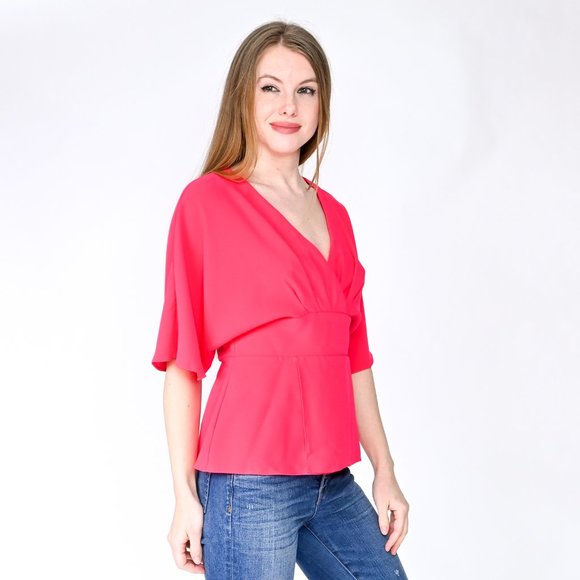 AMANDA UPRICHARD Pink Kimono-Sleeve V-Neck Top - Picture 3 of 5